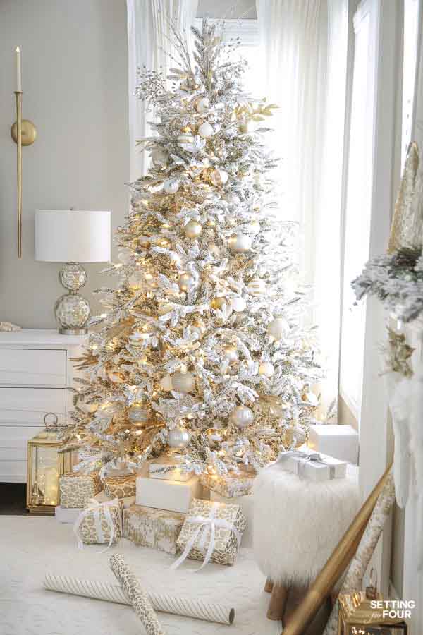 gold white christmas tree