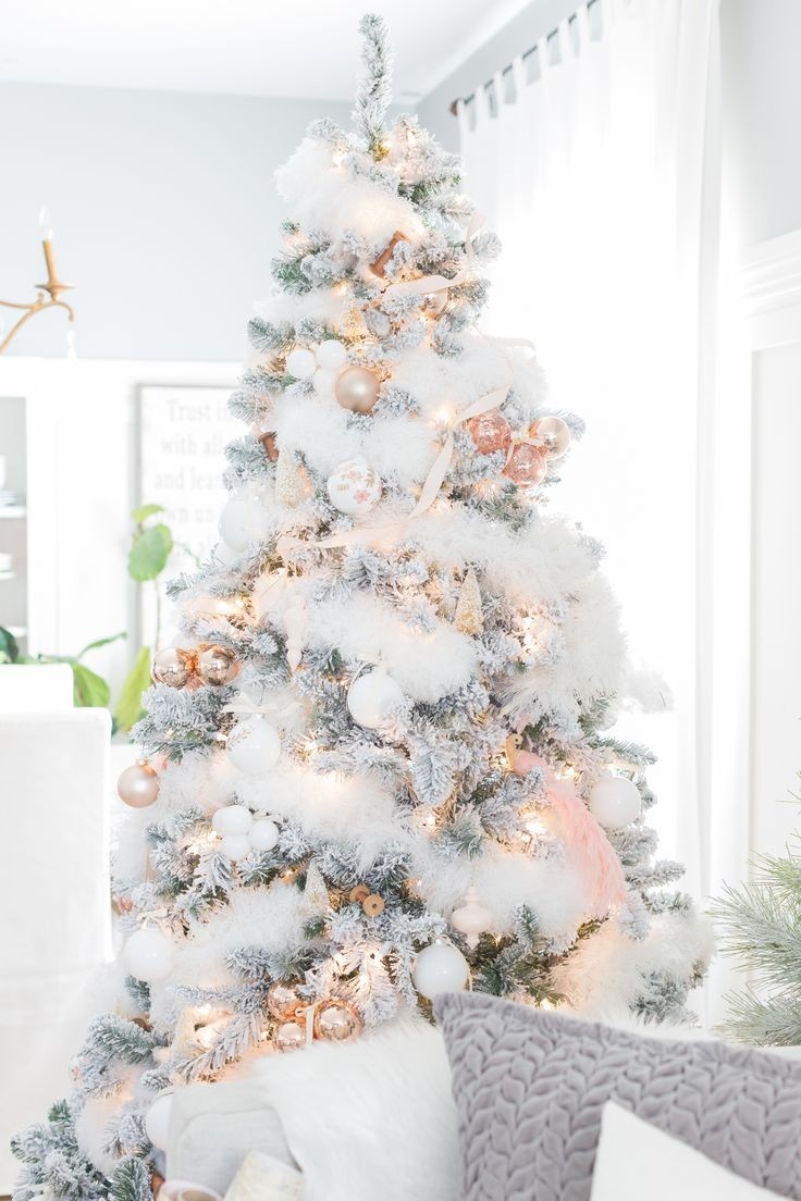 snowy white christmas tree