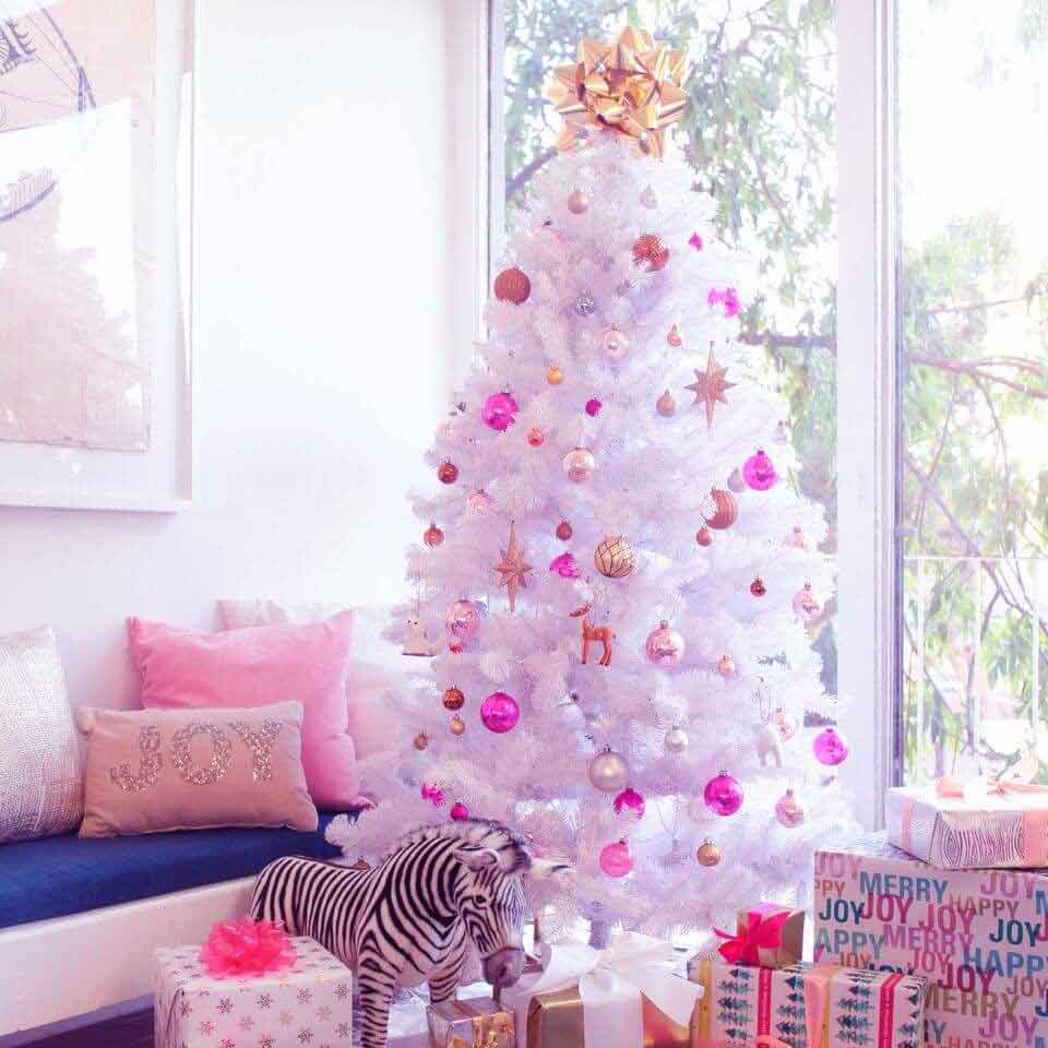 white and pink christmas tree